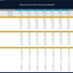 Mini Grocery Store Financial Model Overview | eFinancialModels Financial model displaying customer metrics and financial ratios for a grocery store from 2021 to 2027.