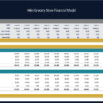 Mini Grocery Store Revenue and COGS Analysis | eFinancialModels Monthly revenue and COGS breakdown for a mini grocery store financial model.