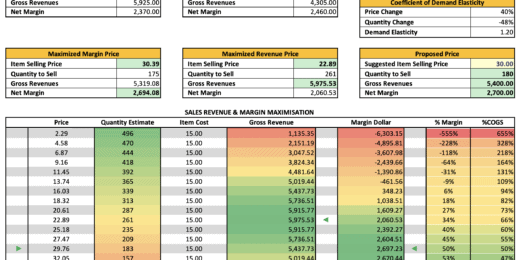 Maximized Margin and Revenue Pricing Analysis