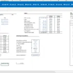 Financial model for a renewable energy project including assumptions on energy production and operating costs.
