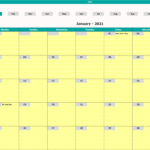 January 2021 Month View Calendar | eFinancialModels January 2021 calendar showing weekdays and notable holidays.