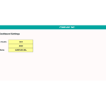 General Dashboard Settings for Financial Model | eFinancialModels Dashboard settings form showing year and company name inputs.