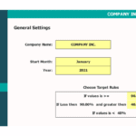 Financial Model General Settings Interface | eFinancialModels Settings interface for company details and target rules setup