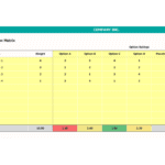 Decision Matrix for Evaluating Options | eFinancialModels Decision matrix showing criteria weights and option ratings for evaluation.