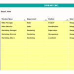 Job Positions and Salaries Overview | eFinancialModels Table showing job titles, departments, and salaries for various positions at Company Inc.