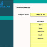 General Settings Configuration in Financial Model | eFinancialModels Settings interface for inputting company name and categories in a financial model.