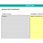 BCG Question Marks Classification for Product Analysis | eFinancialModels BCG matrix detailing classification of products with growth assumptions.