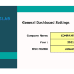 General Dashboard Settings Configuration Example | eFinancialModels Dashboard settings for inputting company name, year, and month in Excel model.