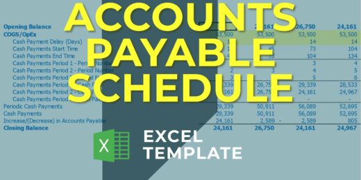 Excel accounts payable schedule showing cash payment details and balances