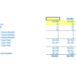 Accounts payable working capital analysis with cash payment details and balances.