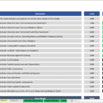 Index of financial model tabs for Battery Sales Inc. including key financial statements.