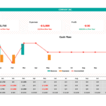 Financial dashboard showing monthly revenue and expenses trends for COMPANY INC. in 2021.