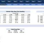 Sensitivity Analysis for Company Valuation Metrics | eFinancialModels Sensitivity analysis table depicting equity values under various discount rates and EBITDA multiples.