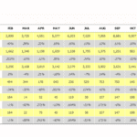 Yearly Social Media Metrics Overview for 2020 | eFinancialModels 2020 social media metrics showing followers and monthly growth percentages for multiple platforms.