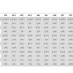 Monthly social media KPIs including CPM, CPC, CPL, CPV, CPA, and ROAS.