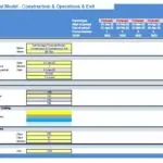 Self Storage Financial Model Overview and Color Coding | eFinancialModels Self-storage financial model with project details and color coding for data categories.