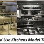 Two commercial kitchens showcasing shared-use cooking spaces.