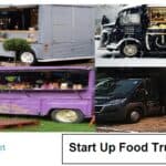 Collage of four food trucks, illustrating startup concepts in the food industry.