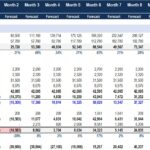 Pro Forma Income Statement showing revenue, expenses, and profit forecasts by month.