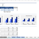 Financial Model Scenario Overview with Charts | eFinancialModels Financial model showing revenue, EBITDA, and net profit scenario analysis for 2022-2024.