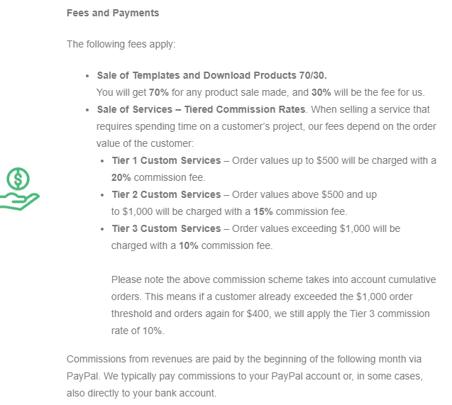 Commission Rates and Payment Structure for eFinancialModels | eFinancialModels Commission rates and payment structure graphic illustrating various tiers and fees for eFinancialModels services.