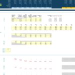 Financial projection sheet illustrating solar yields, degradation rates, and costs.