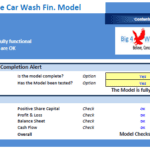 Car Wash Financial Model Validation Checklist | eFinancialModels Financial model checks ensuring accuracy in a self-serve car wash Excel template.