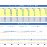Debt Ratios Calculator and Financial Summary 2020 | eFinancialModels Line chart displaying various debt ratios for 2020, including Debt Ratio and Debt to Equity Ratio.