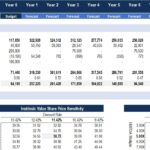 Free Cash Flow to Equity and Sensitivity Analysis | eFinancialModels Financial model displaying Free Cash Flow to Equity and intrinsic value sensitivity analysis.