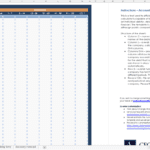 Accounts receivable spreadsheet showing debtor details and overdue debt categories.