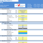 Storage Share Platform Financial Model Overview | eFinancialModels Diagram showing the structure and guidelines of the Storage Share Platform financial model, including model dates and cell color coding.