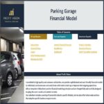 Table of contents for a Parking Garage Financial Model, listing setup and forecast reports.