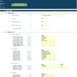Financial model setup inputs including company details, customer groups, and asset classes.