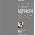 Contact Template for Financial Services Response | eFinancialModels Contact page template for financial services firm with manager's details.