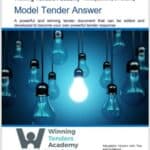 Winning Tenders Academy Model Tender Answer Cover | eFinancialModels Cover page showcasing the Model Tender Answer with lightbulbs and guidance tips.