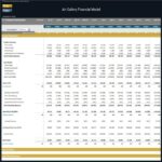 Year 1 Financial Statements of Art Gallery Model | eFinancialModels Year 1 financial statements showing revenues, expenses, and net income for an art gallery model.