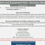 Plant and Equipment Hire Business Model Template | eFinancialModels Guide for using the Plant and Equipment Hire financial model template, highlighting input fields and financial calculations.