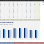 Monthly Financial Results Overview | eFinancialModels Financial results chart showing monthly net sales and profit contributions.