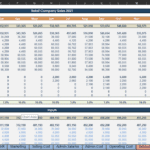 Retail Company Monthly Sales Data Overview for 2021 | eFinancialModels Monthly net sales by shop for a retail company in 2021.
