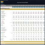 Shoe Store Monthly Budget Financial Model | eFinancialModels Monthly budget model showing projected revenue, costs, and profits for a shoe store.