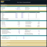 Operating hours and customer metrics for a tech store financial model.
