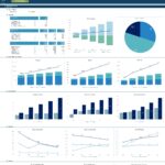 Financial Dashboard Overview of Key Metrics and Projections | eFinancialModels Financial dashboard showing revenue, EBITDA, net profit, and key ratios over several years.