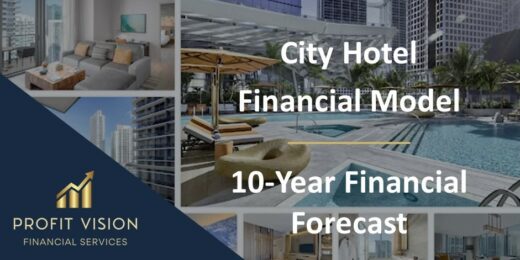 Visual overview of a City Hotel financial model with a 10-year forecast feature.