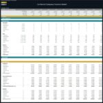 Financial model table detailing revenue and costs for car rental services.