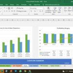 Comparison chart of revenue, costs, and profitability margins for financial projections.