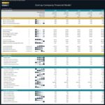 Financial ratios for startup model, including profitability and liquidity measures.