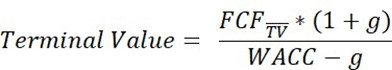 Terminal Value Formula in Financial Modeling | eFinancialModels Terminal value calculation formula for discounted cash flow analysis.