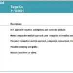 Valuation Model Table of Contents Overview | eFinancialModels Table of contents for a financial valuation model detailing key sections.