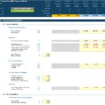 Infographic detailing financial assumptions for Managed Buyout budgeting, featuring revenue, expenses, and asset depreciation.