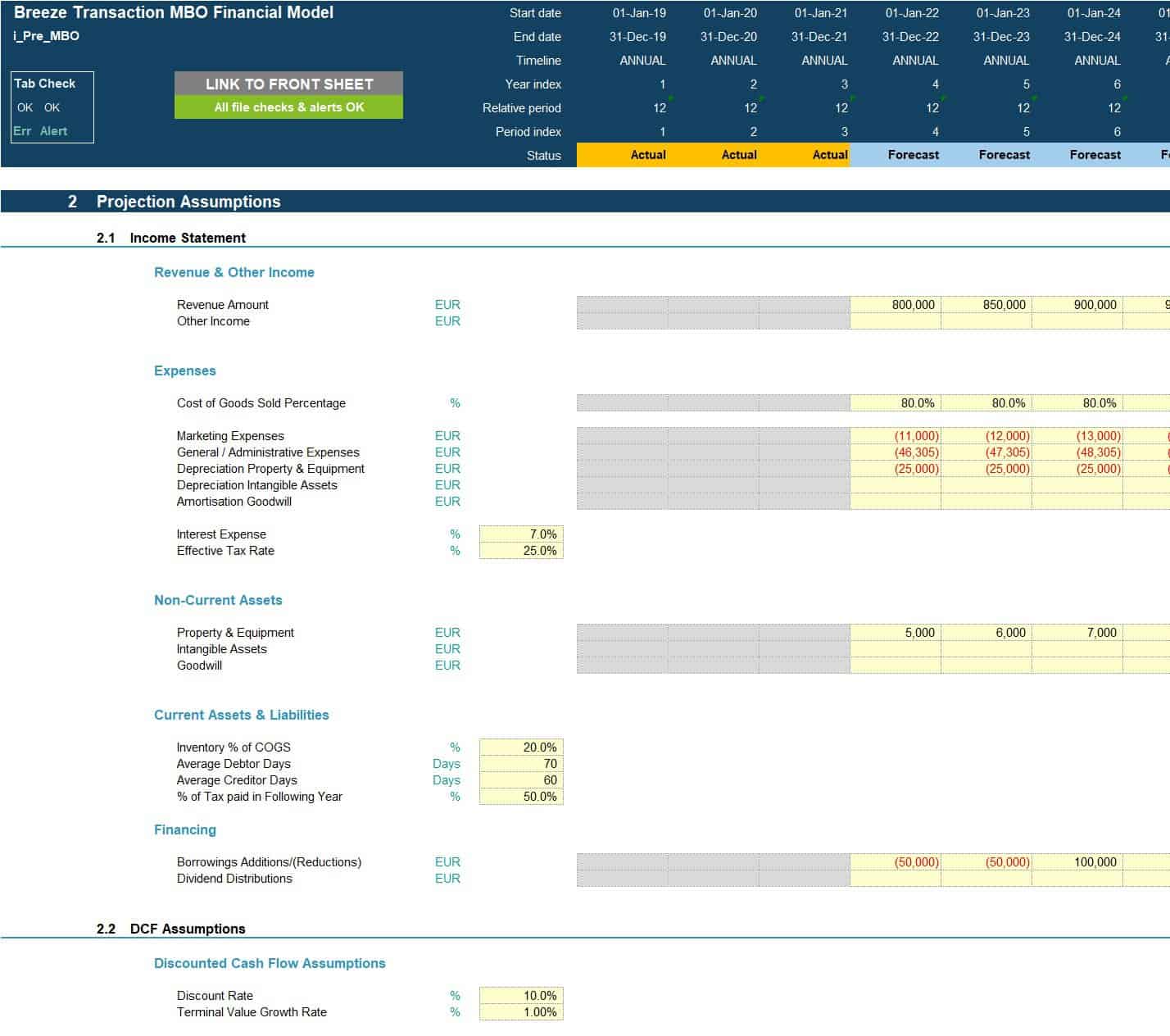 Management Buyout MBO Financial Projection Model Template